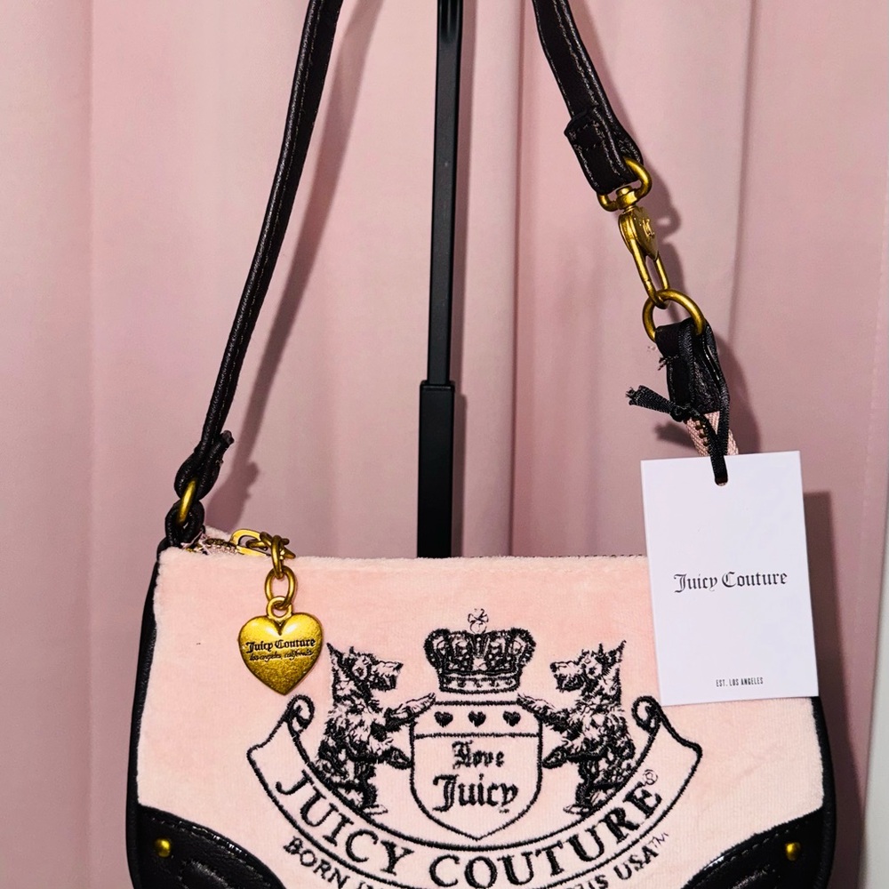 Authentic Heritage Juicy Couture Wristlet turn Clutch with Gold Heart Charms